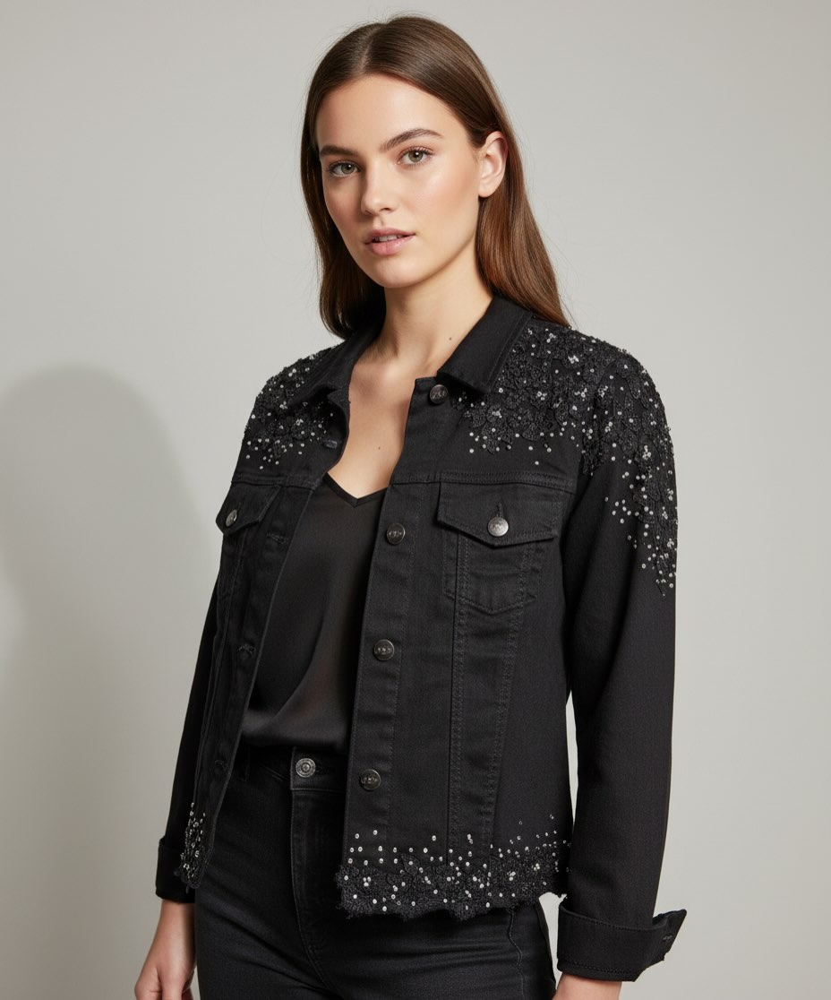 Campera negra sparkle studio